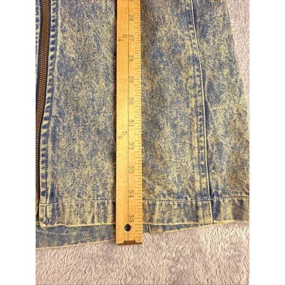 Vintage 1980'S Joni Blair Acid Washed Denim Jean Zip Dress Military 9 Punk Rock - Picture 8 of 8